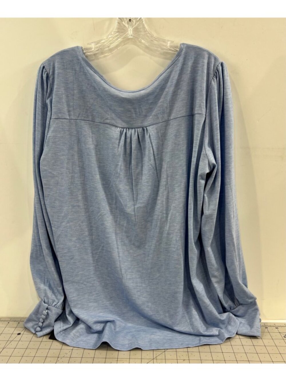 Ficerd Women’s Blue Long Sleeve Pleated Top XXL Lightweight Rayon Blend New - Picture 4 of 9